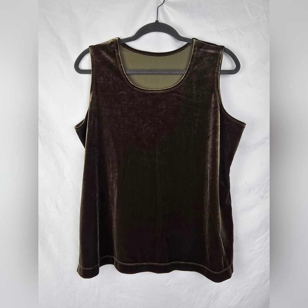 Susan Graver Velvet Green Relaxed Boxy Minimalist Tank Top sz L